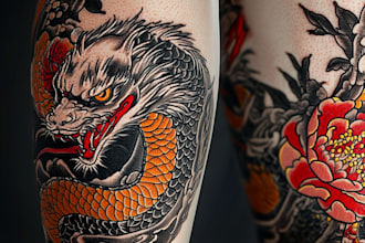 create original tattoo design in japanese irezumi style