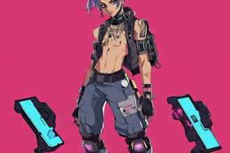 do a cyberpunk anime art