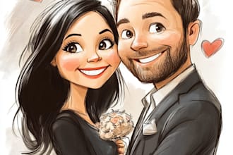 draw caricatures for couples, families, weddings