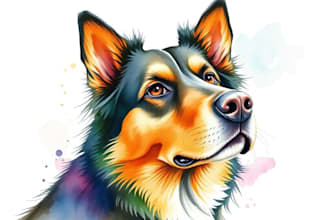 paint dog, cats, whatever pet portrait with watercolor