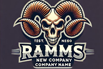 do make ram skull mascot logo design with company