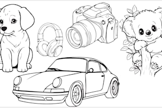 draw an outline line art of any product in 3 hours