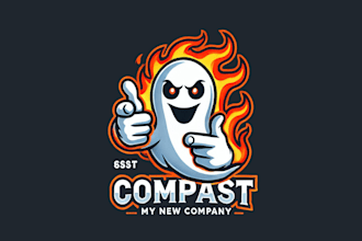 design a custom ghost fire mascot logo for your brand or team