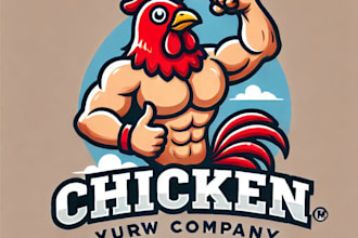 do amazing chicken mascot logo design with business