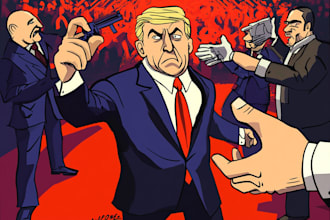 do a cartoon design and political cartoon