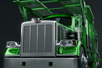 recreate 3d truck model, mini truck,caterpillar render,ue5 truck render,3d van