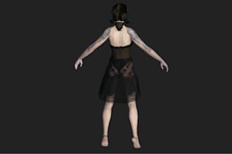model realistic 3d character for game, stylized anime character, rigging,animate