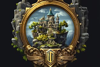 draw fantasy game logo with cool unique magic style