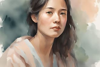 paint traditional watercolor digital portrait art for you