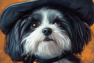 do custom halloween pet portrait dog portrait cat portrait