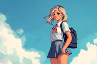 make japanese anime or manga art character illustration