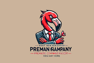 provide a stunning premade, flamingo, mascot logo character, and cartoon for you