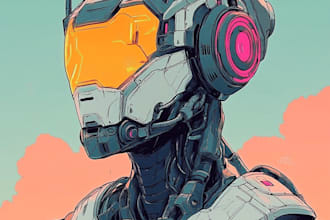 custom futuristic mecha robot character illustration art