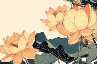 draw line art illustration botanical and flower beautifully