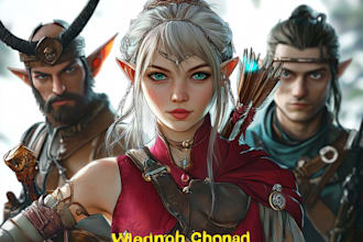 make an illustration of a dnd party and dnd characters for you