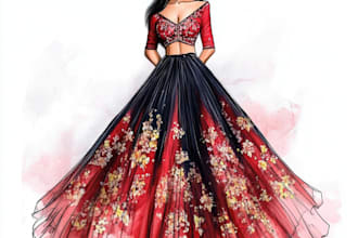 draw fashion sketch or fashion illustration