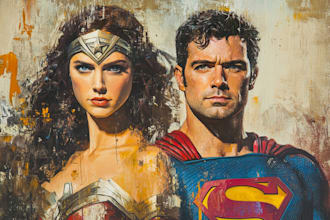 make watercolor super hero couple portrait