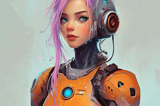 illustrate sci fi and 2d cartoon character concept art