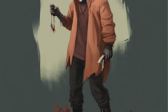 make a dark art illustration horror character art