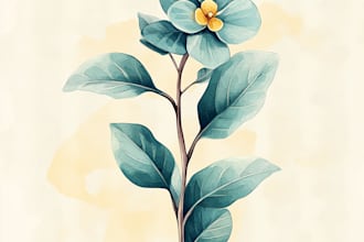 create a digital watercolor botanical illustration