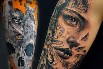 design a custom tattoo design, tattoo sleeve