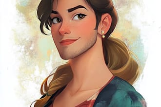 draw your portrait in disney and anime cartoon style