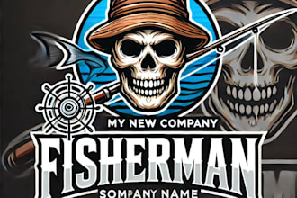 do wonderful fisherman skull mascot logo design with express delivery