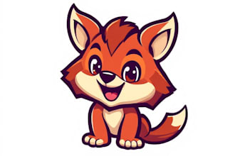 design an animal mascot, cute cartoon character and logo