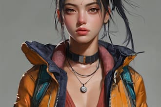 do a game character art concept art in unique style