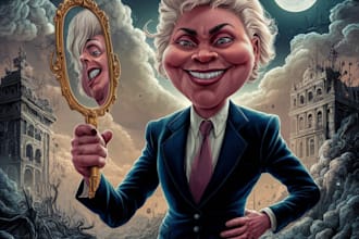 create portrait political cartoons and social cartoon for you