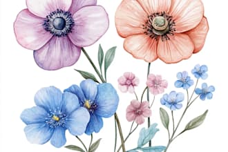 draw watercolor flower illustration
