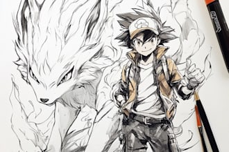 draw pokemon trainer anime battle, fakemon, and fusion