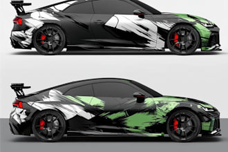 reate itasha car wrap design, racing car wrap