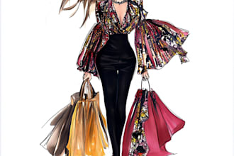 draw a professional fashion illustration