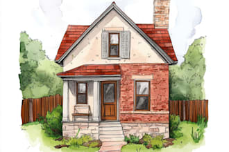 draw house illustration watercolor style