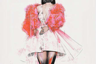 draw fashion illustration, sketch, portrait