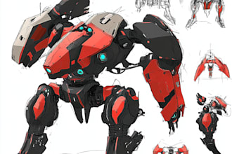 draw high quality robot, mecha concepts