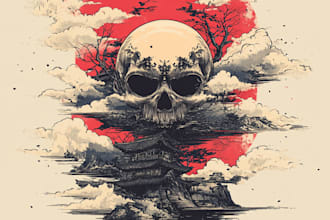 create anime or japanese art digital illustration for t shirt