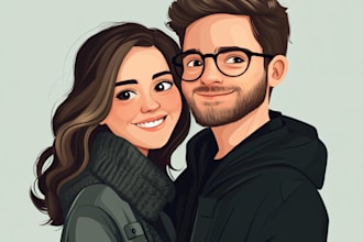 draw you anime couple art portrait