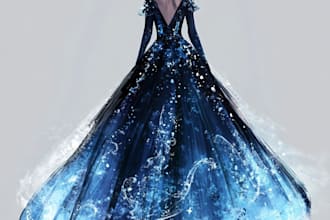 draw a wedding fashion illustration