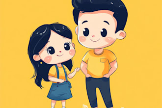 draw couple or family yellow cartoon characters in 24 hours