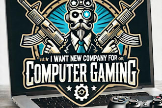 do amazing computer gaming robot vintage logo design with company