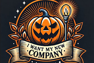 do awesome halloween pumpkin vintage logo design with unlimited review