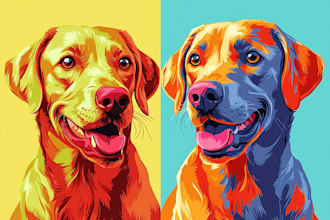 draw custom pet portrait in pop art style