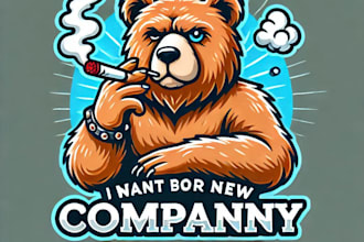 do amazing bear smoking mascot logo design with express delivery