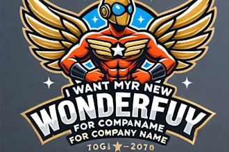 do wonderful wings mascot logo design with express delivery