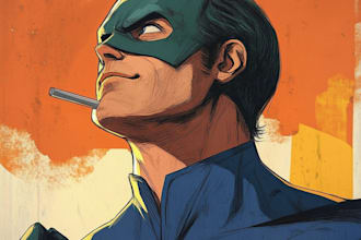 create concept art superhero character design for comics
