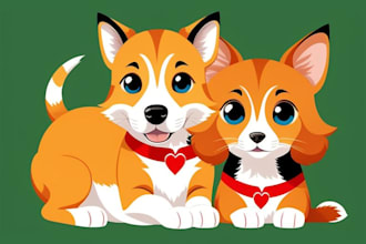 draw cartoon portrait of animal dog cat pet