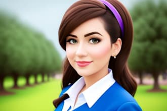 illustrate your portrait in disney cartoon style