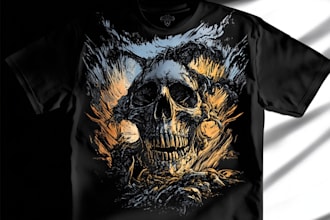 make dark art, horror or skull illustration tshirt design